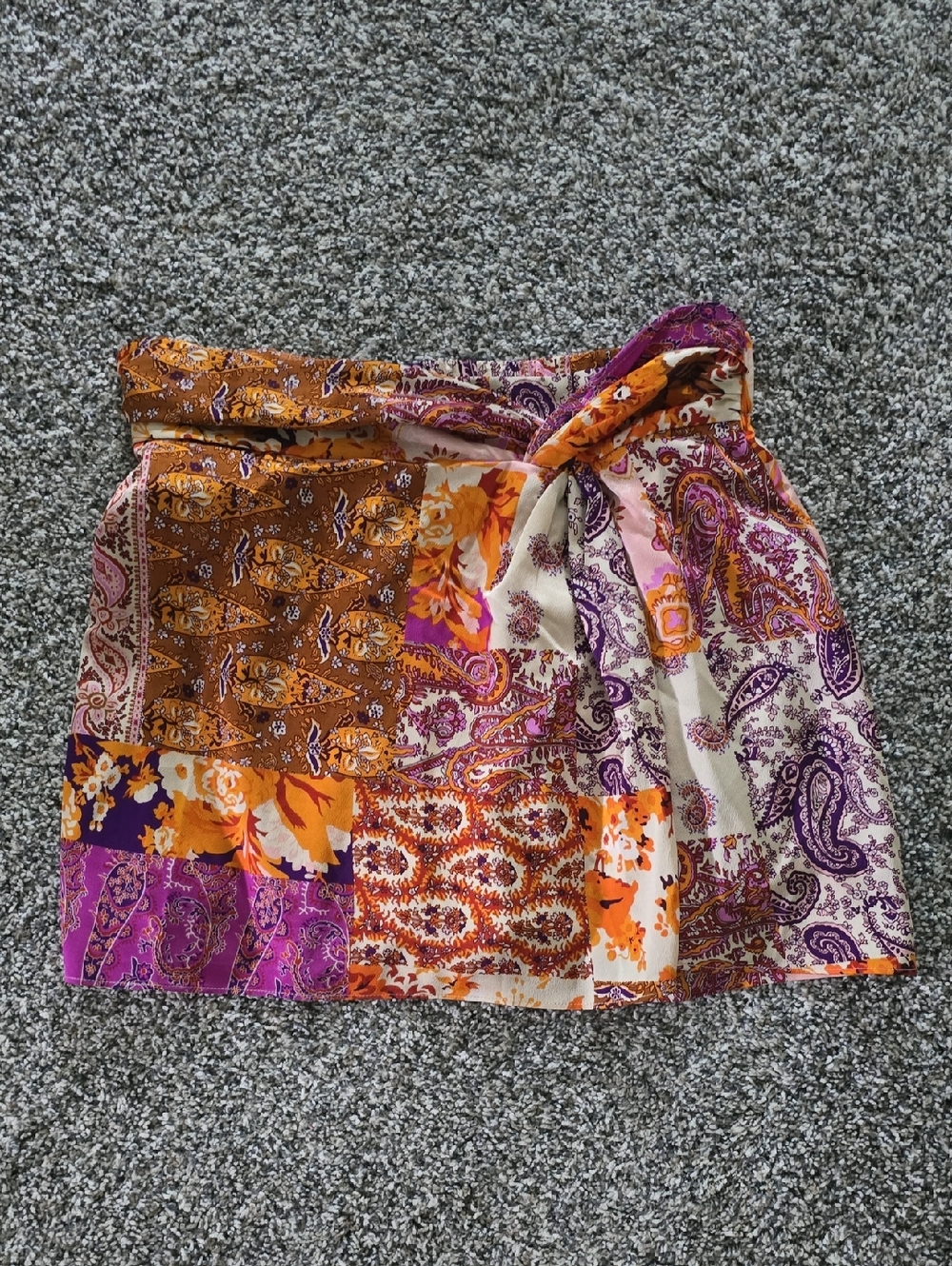 Pink Lily Orange & Purple Patchwork Mini Skort